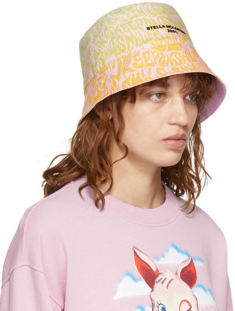 Reversible Pink & Multicolor Cotton Bucket Hat商品第2张图片规格展示
