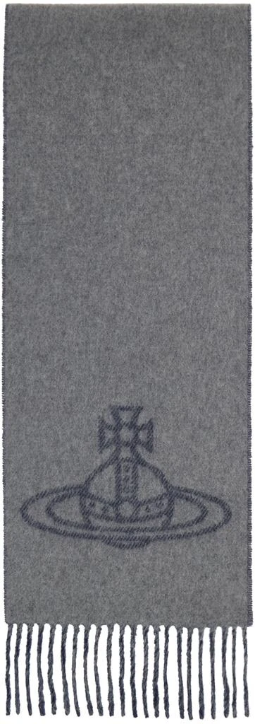 商品Vivienne Westwood|Navy & Gray Double Face Single Orb Scarf,价格¥657,第2张图片详细描述