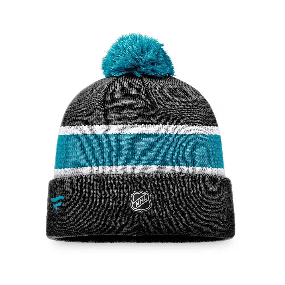 商品Fanatics|Men's Branded Black, Teal San Jose Sharks Breakaway Cuffed Knit Hat with Pom,价格¥197,第2张图片详细描述