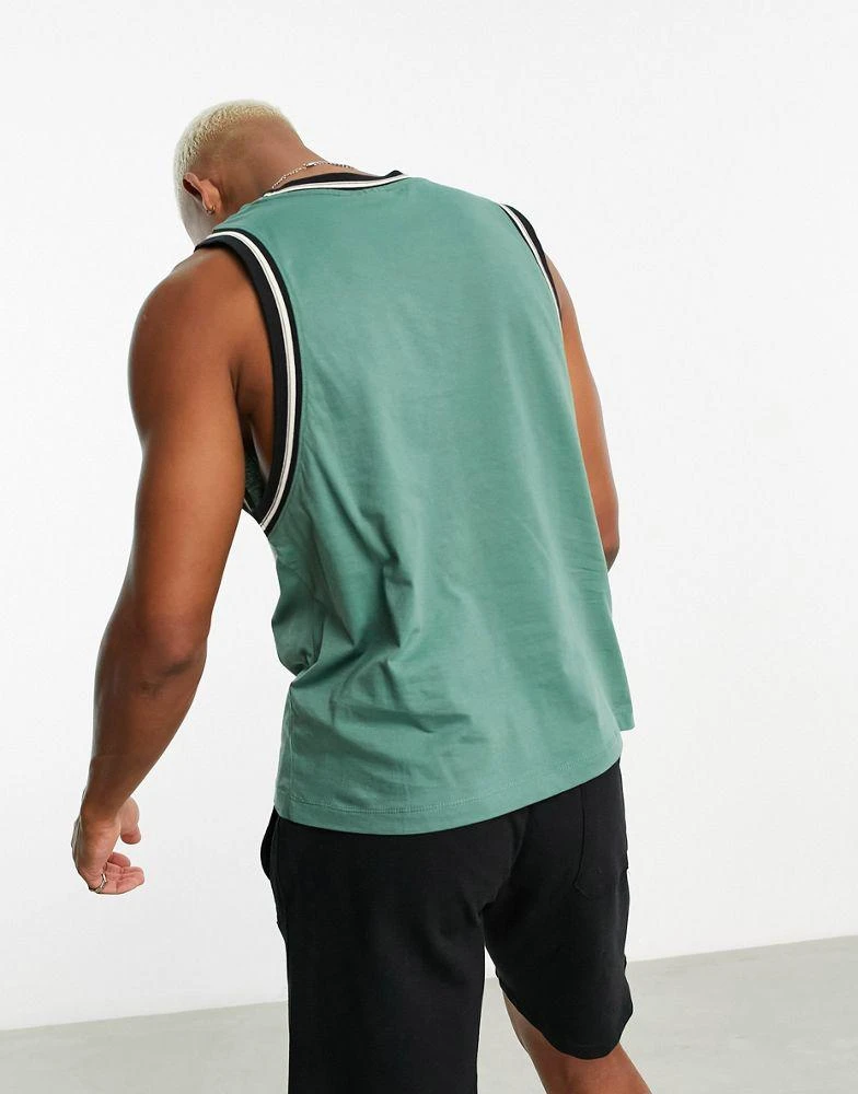 商品ASOS|ASOS DESIGN relaxed baseball vest in green with contrast taping,价格¥138,第3张图片详细描述
