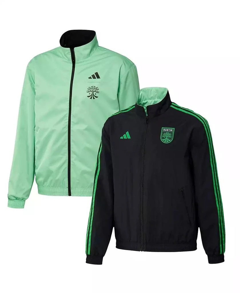 商品Adidas|Men's Black and Green Austin FC 2023 On-Field Anthem Full-Zip Reversible Team Jacket,价格¥614,第1张图片