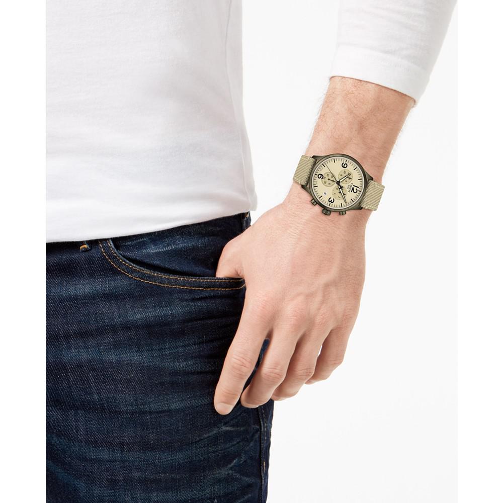 Men's Swiss Chronograph Chrono XL Beige Fabric Strap Watch 45mm商品第2张图片规格展示