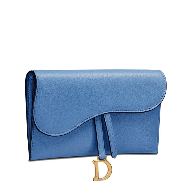商品Dior|【预售3-7天】DIOR/迪奥 21秋冬SADDLE系列 女士矢车菊蓝色山羊皮鞍形翻盖链条单肩斜挎钱包S5614CCEH_M03Z,价格¥11172,第4张图片详细描述