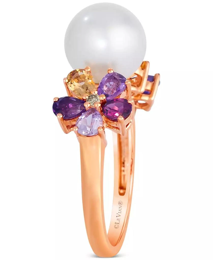 商品Le Vian|Vanilla Pearl (9-1/2mm), Multi-Gemstone (1-1/3 ct. t.w.), & Nude Diamond Accent Flower Ring in 14k Rose Gold,价格¥4202,第3张图片详细描述