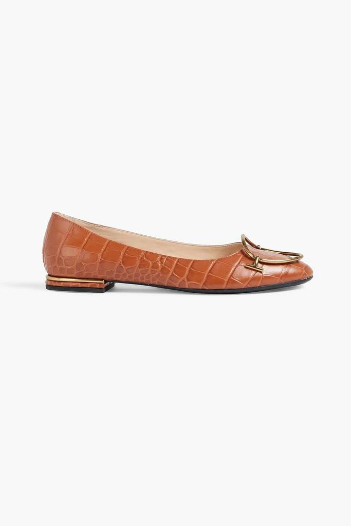 商品Tod's|Embellished croc-effect leather ballet flats,价格¥3619,第1张图片