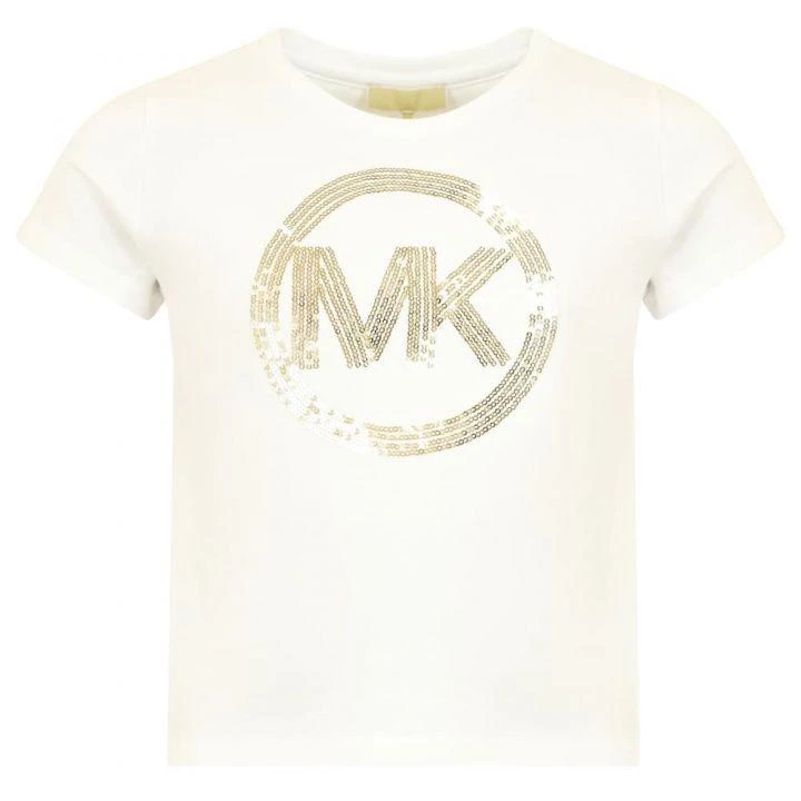 商品Michael Kors|White Short Sleeve Sequin Logo T Shirt,价格¥199,第1张图片