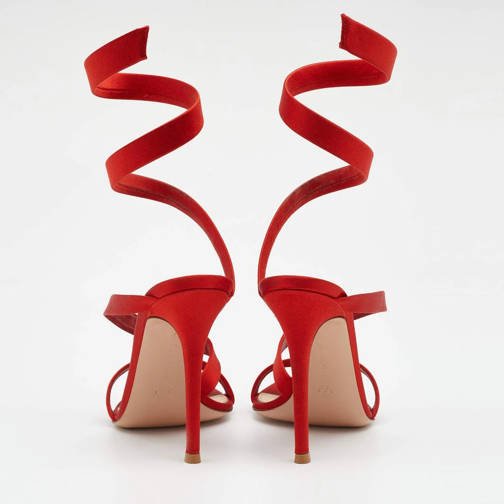 商品[二手商品] Gianvito Rossi|Gianvito Rossi Red Satin Opera Twirl Ankle Wrap Sandals Size 38.5,价格¥2529,第5张图片详细描述
