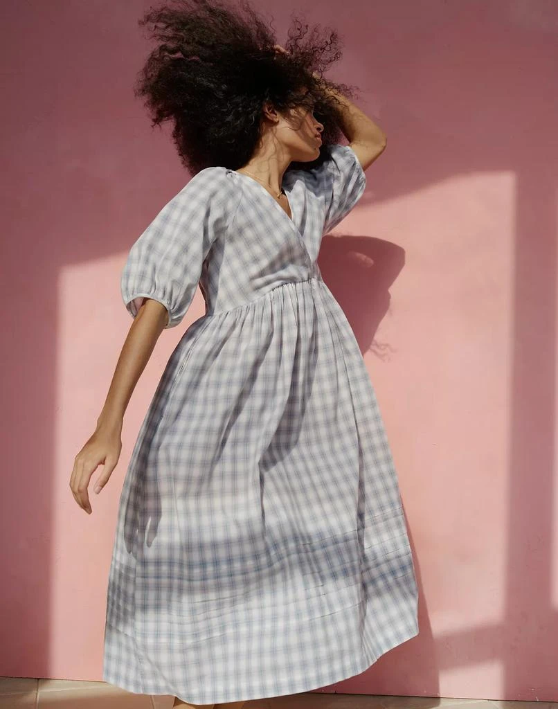 商品Madewell|Marianna Puff-Sleeve Midi Dress in Plaid,价格¥315,第5张图片详细描述
