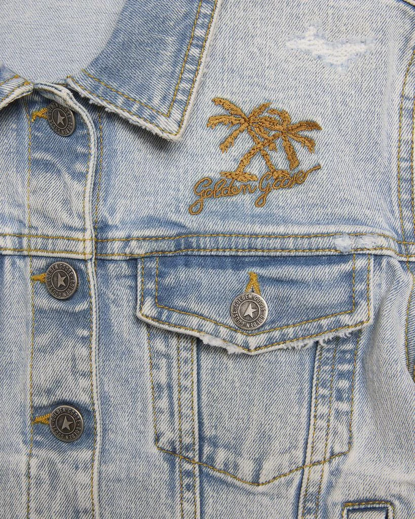 商品Golden Goose|Kid's Journey Bleached Denim Jacket with Embroidery, Size 4-12,价格¥2513,第3张图片详细描述