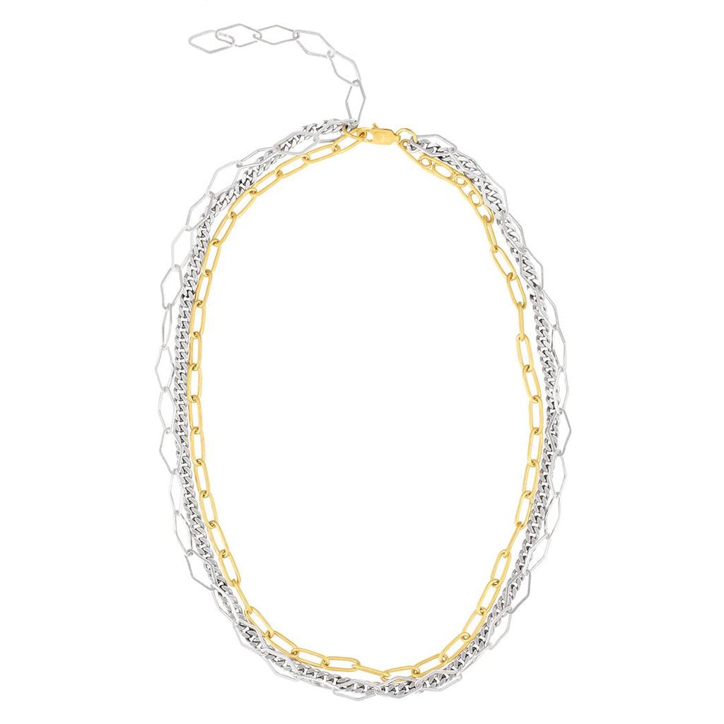 Adornia Mixed Metal Multi Chain Necklace gold silver商品第1张图片规格展示