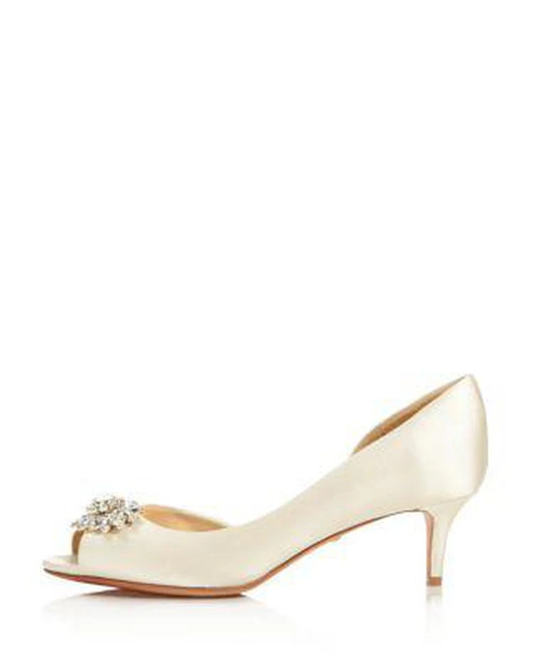 商品Badgley Mischka|Badgley Mischa Macie Satin Embellished Half d'Orsay Peep Toe Pumps,价格¥1000,第2张图片详细描述