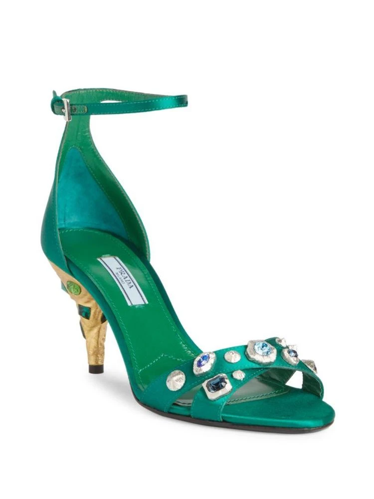 商品Prada|Jeweled Satin Ankle-Strap Sandals,价格¥3600,第1张图片