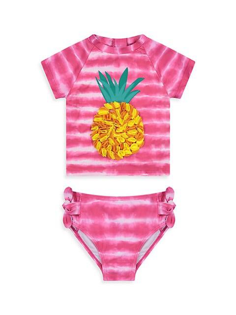 Little Girl's 2-Piece Rashguard Tie-Dye Swim Set商品第1张图片规格展示