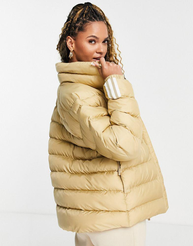 adidas Outdoor Itavic hooded light puffer jacket in beige商品第3张图片规格展示