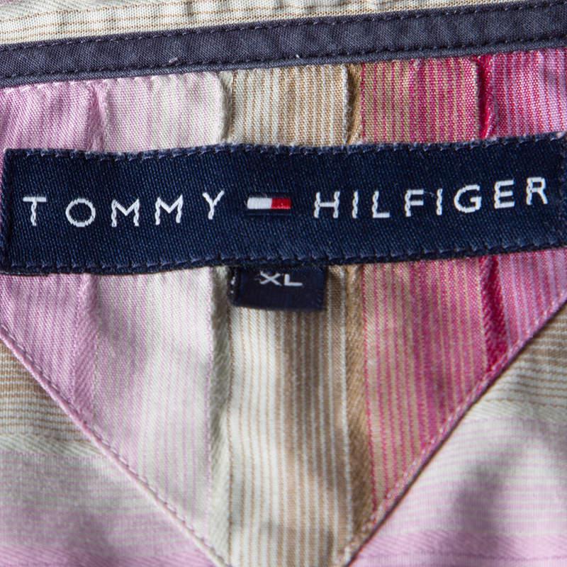 商品[二手商品] Tommy Hilfiger|Tommy Hilfiger Multicolor Striped Cotton Long Sleeve Button Front Shirt XL,价格¥765,第7张图片详细描述