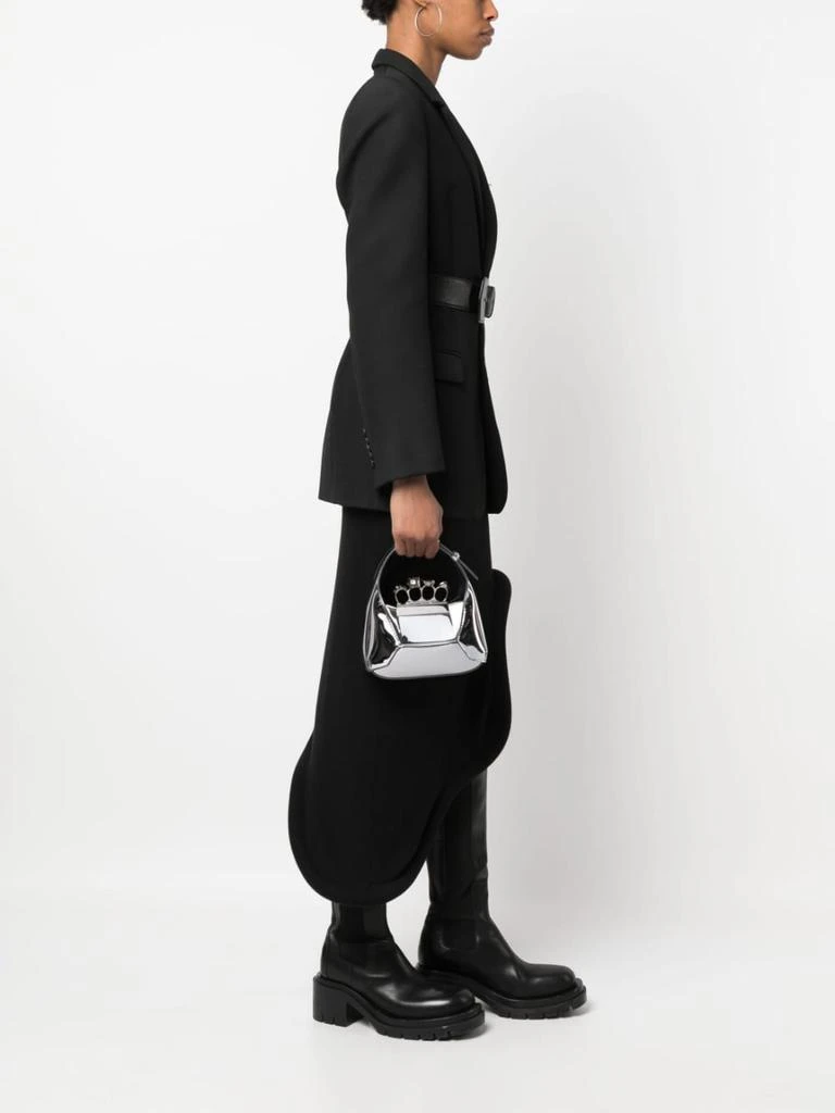 商品Alexander McQueen|ALEXANDER MCQUEEN - Jewelled Hobo Mini Metallic Leather Shoulder Bag,价格¥19544,第2张图片详细描述