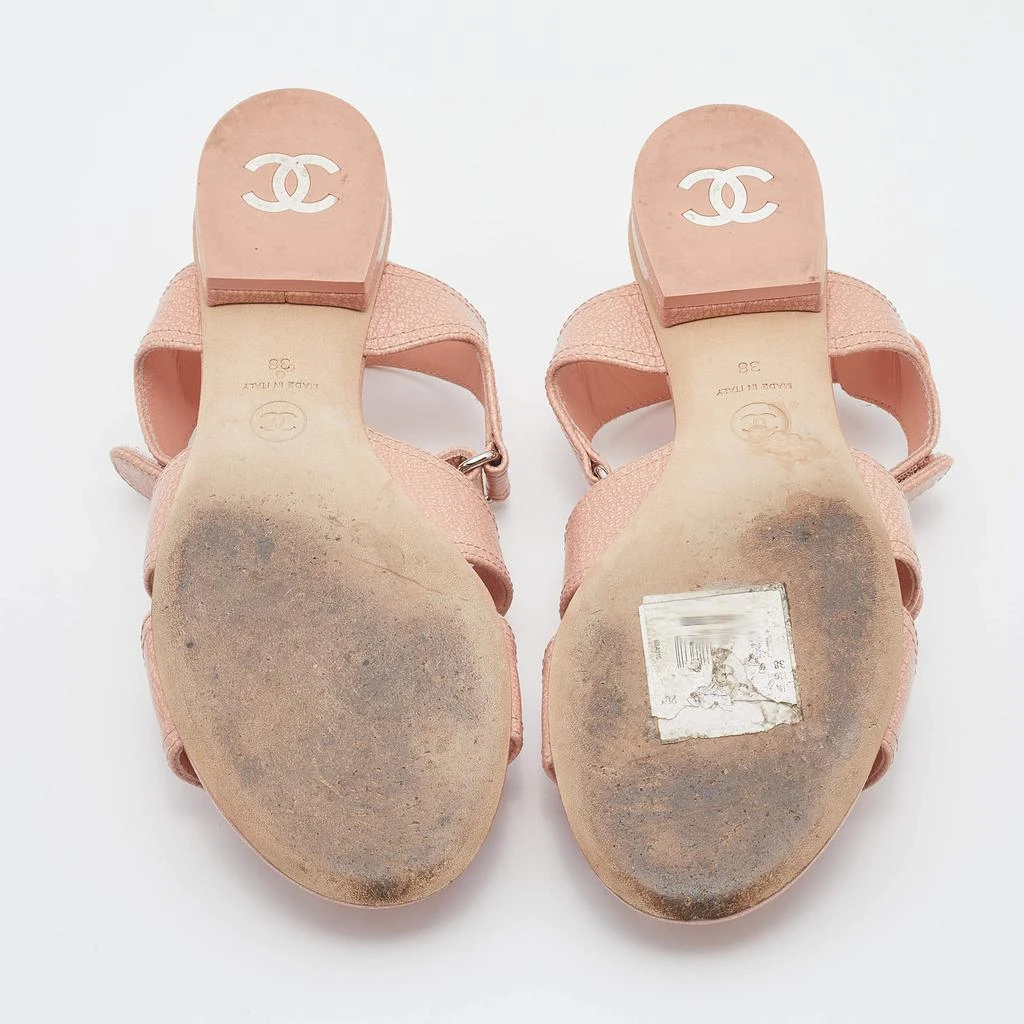 Chanel Beige Leather CC Velcro Ankle Strap Flat Sandals Size 38 商品