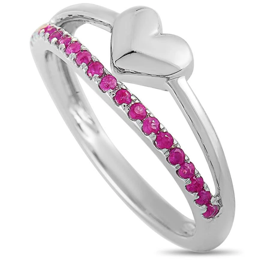 商品LB Exclusive|LB Exclusive 14K White Gold Ruby Heart Ring,价格¥1711,第1张图片