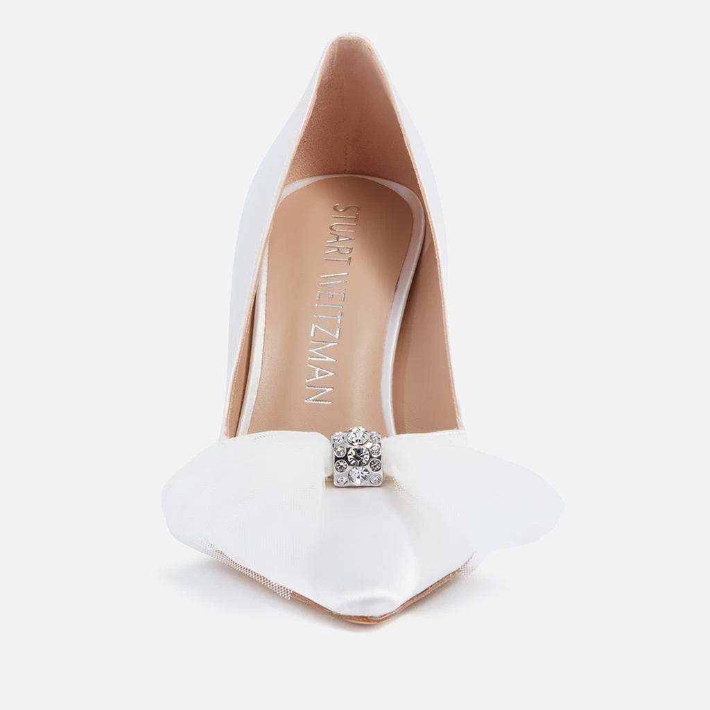 商品Stuart Weitzman|Stuart Weitzman Delia Bow and Crystal-Embellished Satin Heeled Pumps,价格¥999,第2张图片详细描述