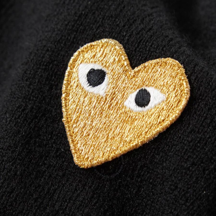 商品Comme des Garcons|Ladies Gold Heart Crewneck Cardigan In Black,价格¥1218,第3张图片详细描述