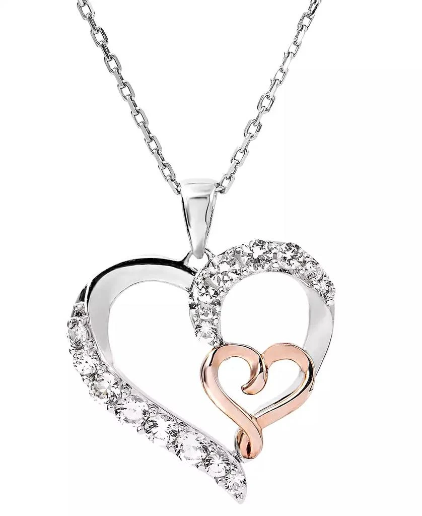 商品Macy's|Women's 14K Rose Gold Plated Heart Pendant Necklace in Sterling Silver,价格¥327,第1张图片