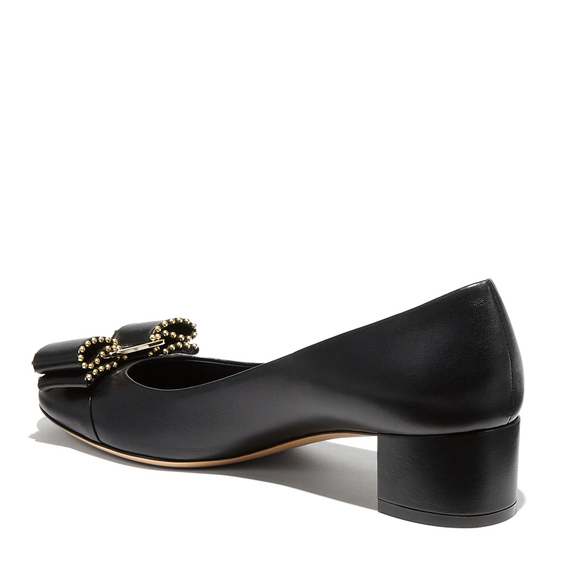 Salvatore Ferragamo 菲拉格慕 女士黑色蝴蝶扣低跟单鞋 01-N555-691366商品第3张图片规格展示