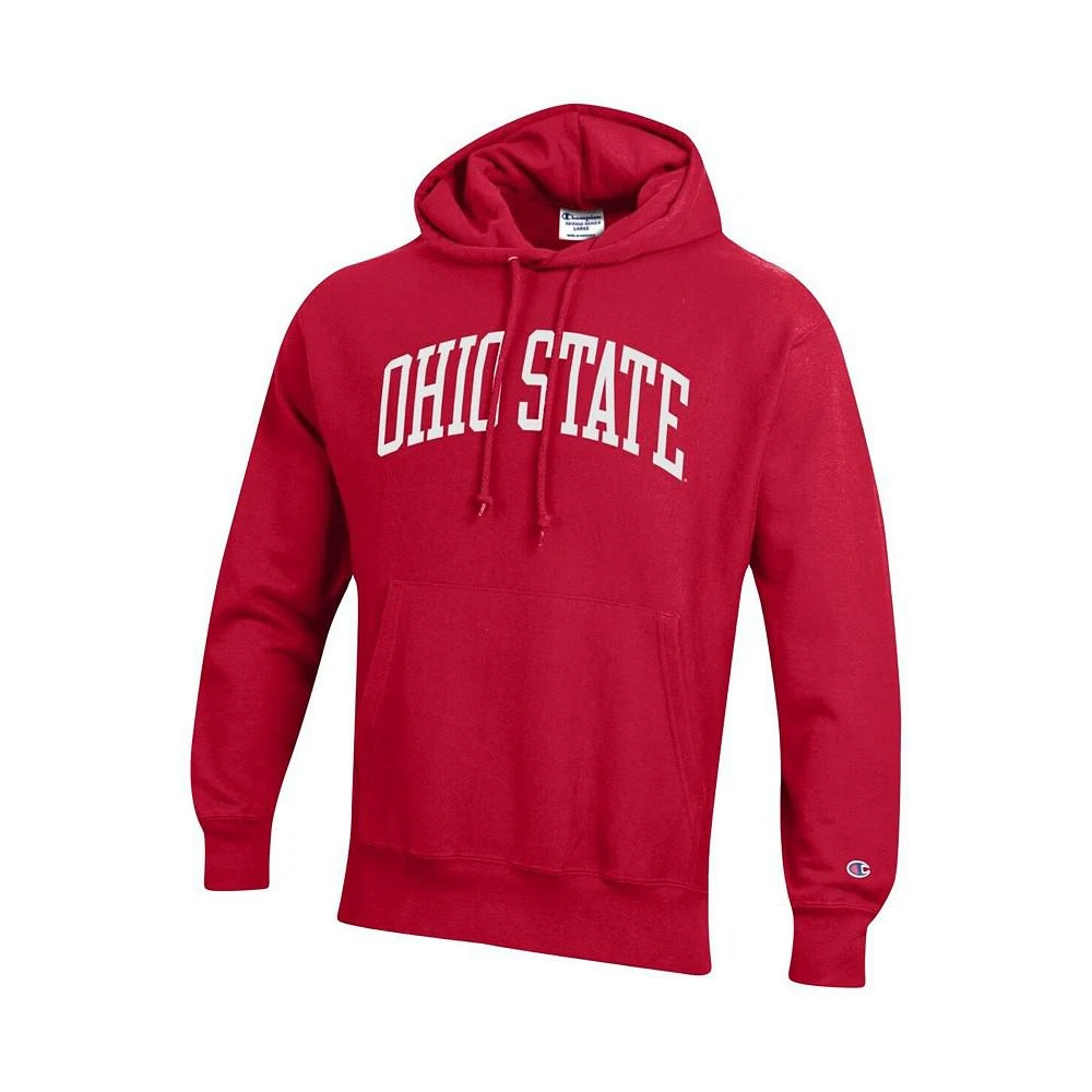 商品CHAMPION|Men's Scarlet Ohio State Buckeyes Big and Tall Reverse Weave Fleece Pullover Hoodie Sweatshirt,价格¥590,第3张图片详细描述