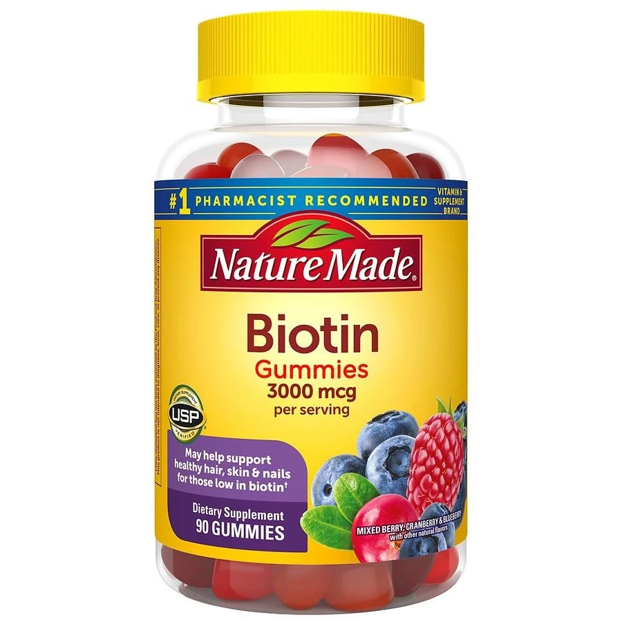 商品Nature Made|Biotin 3000 mcg Gummies Mixed Berry, Cranberry & Blueberry,价格¥90,第1张图片