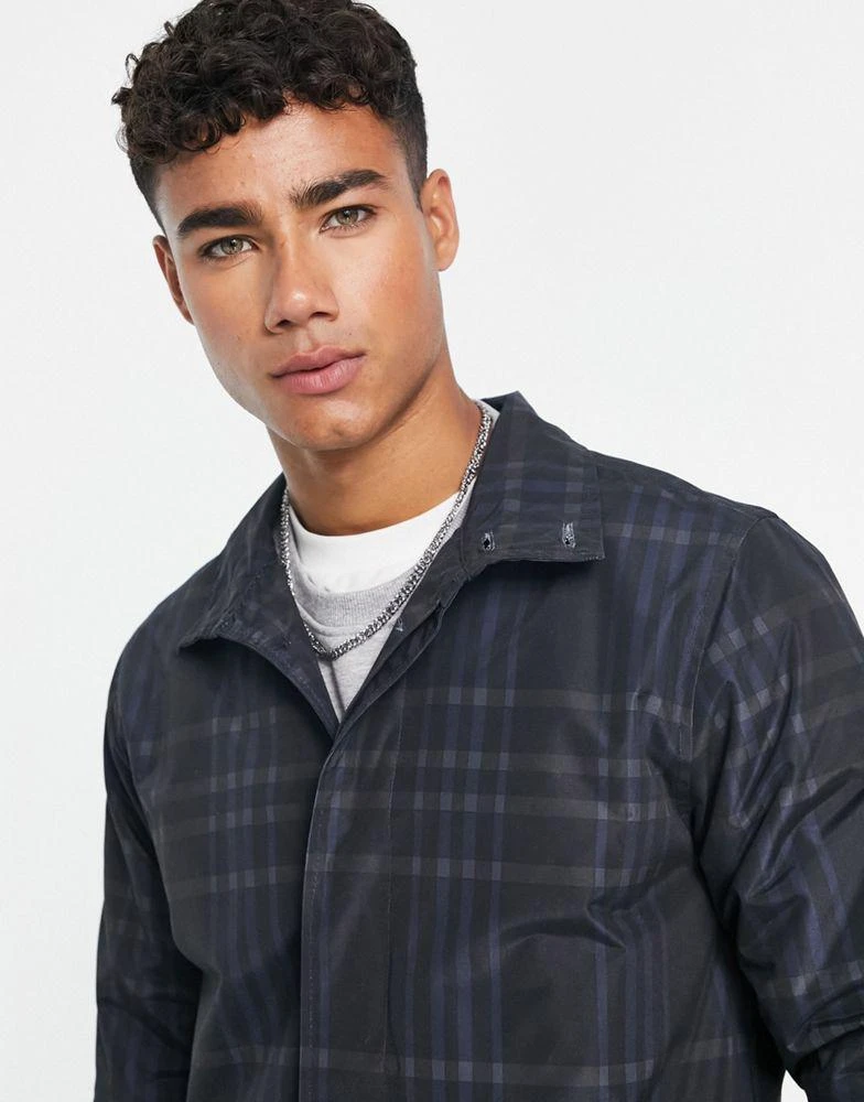 商品French Connection|French Connection trench coat in marine check,价格¥355,第3张图片详细描述