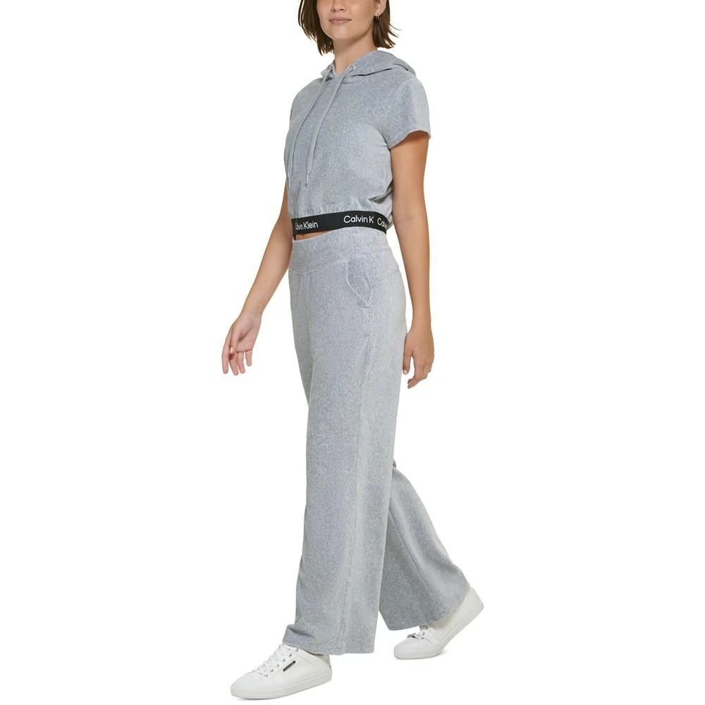 商品Calvin Klein|Women's Short-Sleeve Velour Logo-Waist Hoodie,价格¥224,第4张图片详细描述