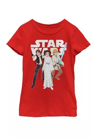 商品Star Wars|Wars  Girls 7 16 Galaxy Of Adventures Han Leia Luke Short Sleeve T Shirt,价格¥141,第1张图片