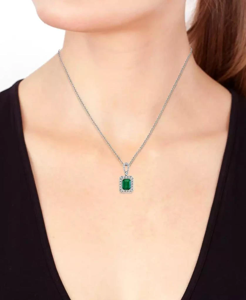 EFFY® Emerald (2-1/5 ct. t.w.) & Diamond (1/4 ct. t.w.) 18" Pendant Necklace in 14k White Gold (Also Available in 14k Yellow Gold) 商品