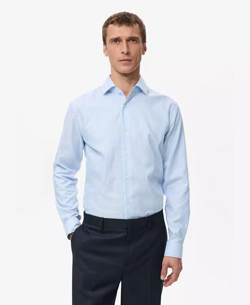 Camicia a righe da uomo in cotone, vestibilità slim. image 2