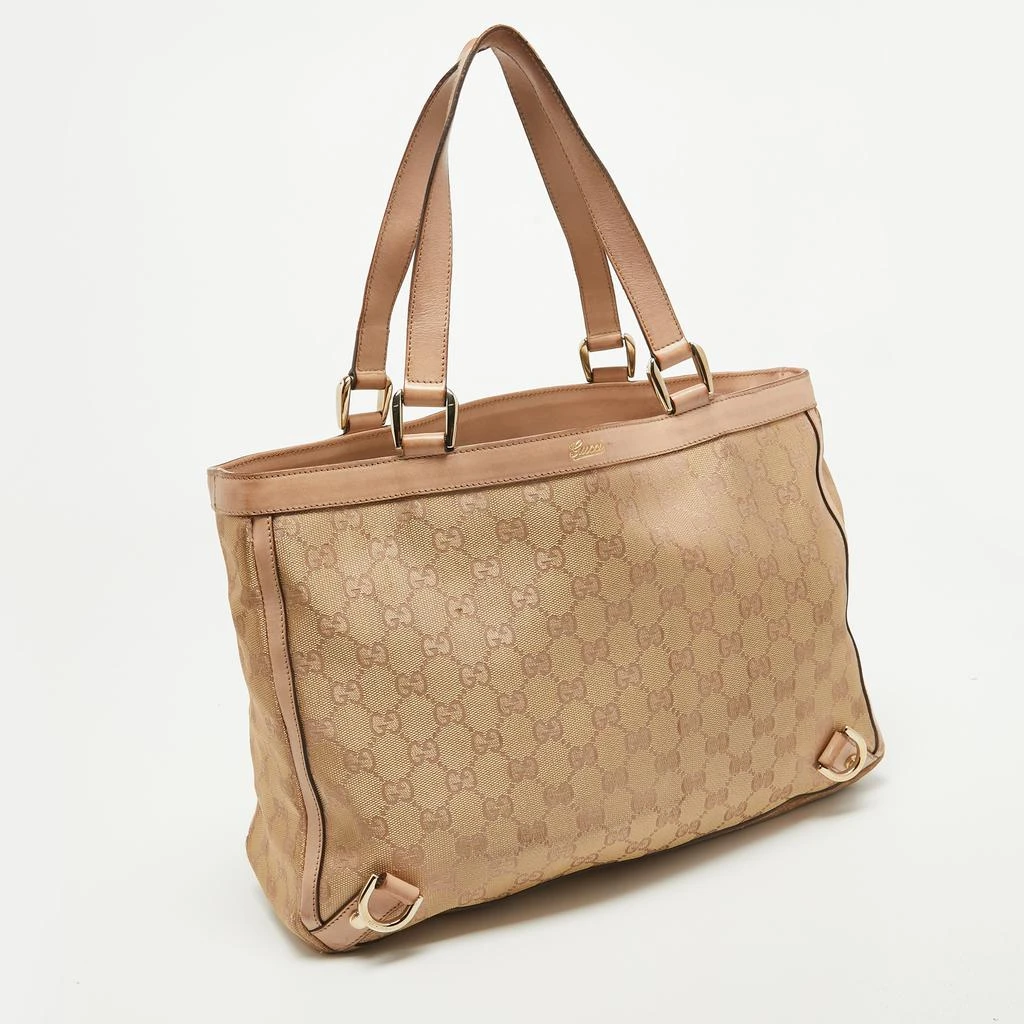 商品[二手商品] Gucci|Gucci Dusty Pink/Gold GG Lurex Fabric and Leather Tote,价格¥2757,第3张图片详细描述