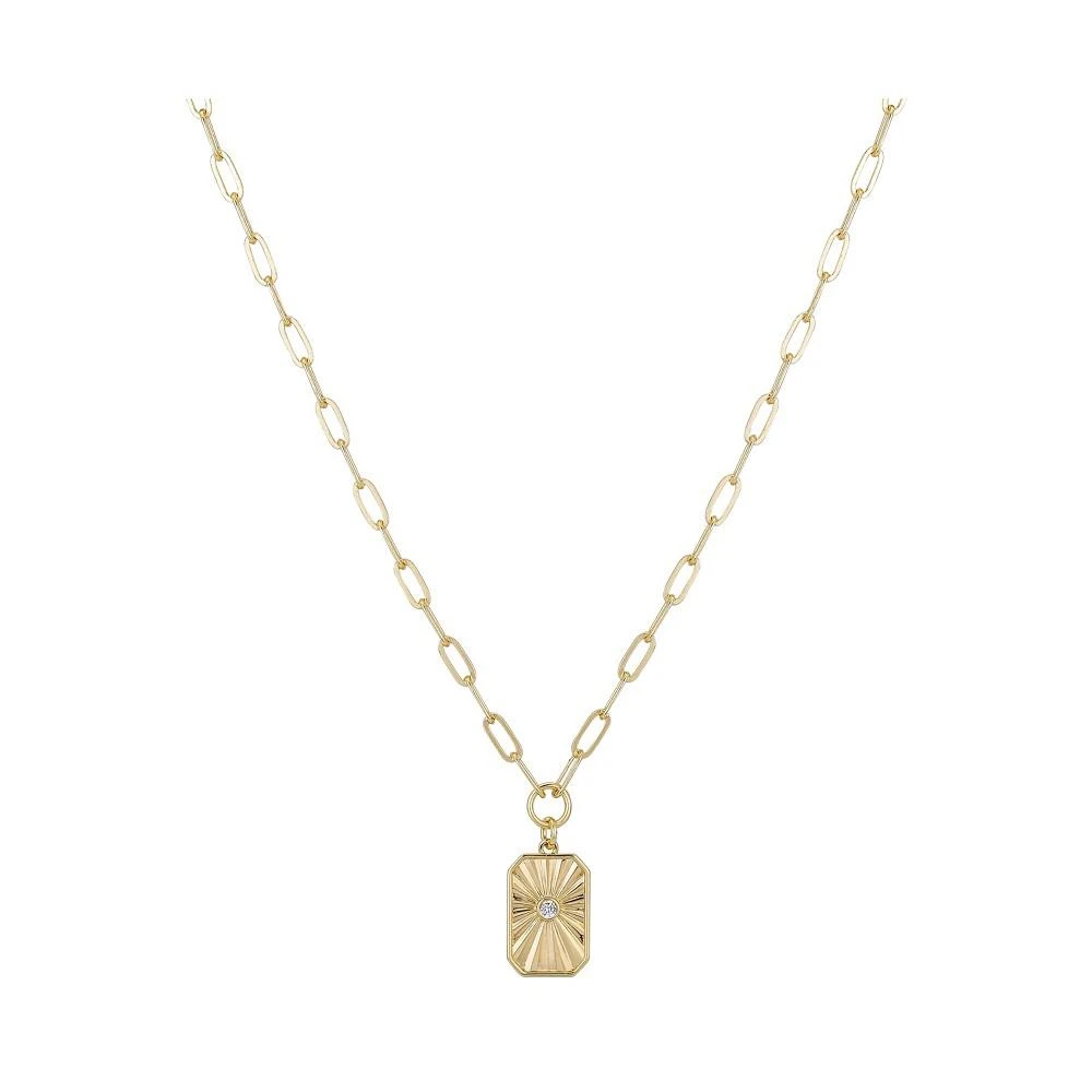 商品Unwritten|14K Gold Flash Plated Cubic Zirconia Tag Pendant Necklace,价格¥300,第1张图片