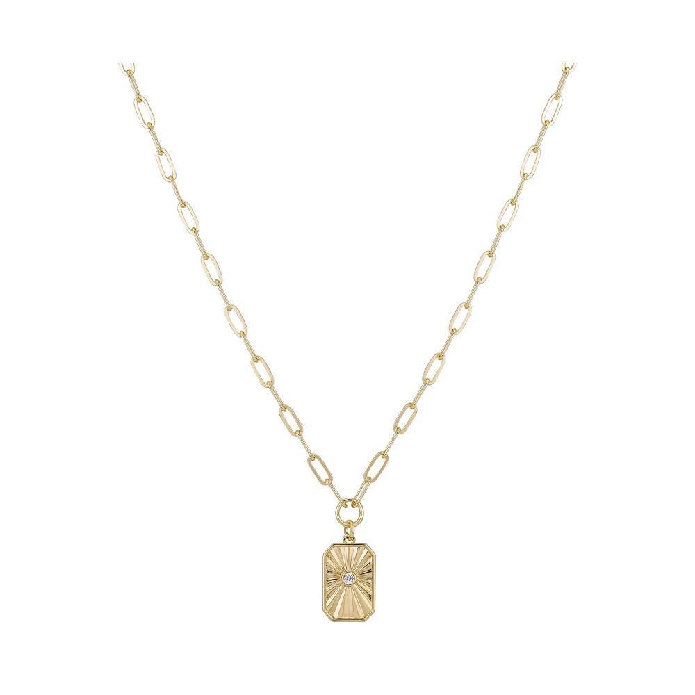 商品Unwritten|14K Gold Flash Plated Cubic Zirconia Tag Pendant Necklace,价格¥144,第1张图片