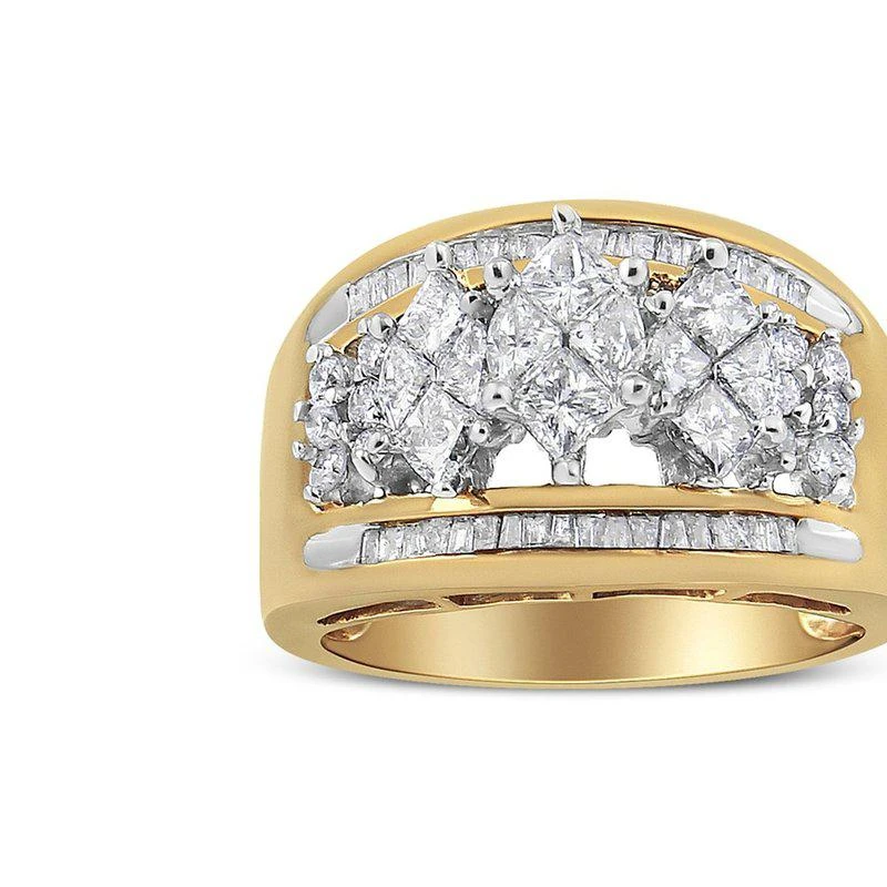 商品Haus of Brilliance|10K Yellow And White Gold 1 1/2 Cttw Pear Shaped 3 Stone Style Diamond Ring Band,价格¥34619,第1张图片