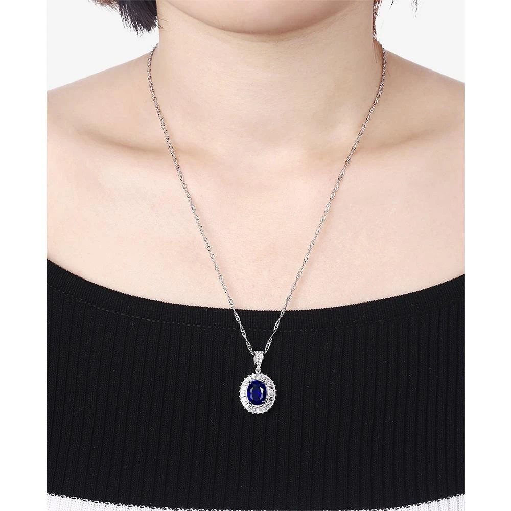 商品Macy's|Cubic Zirconia and Simulated Stone 18" Pendant Necklace in Sterling Silver,价格¥1000,第2张图片详细描述
