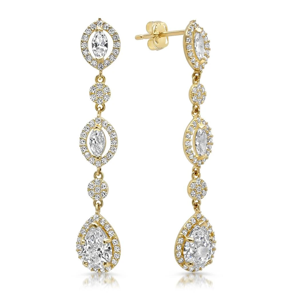 商品MAXCOLOR|14k Yellow Gold and Cubic Zirconia Dangle Earring,价格¥878,第1张图片