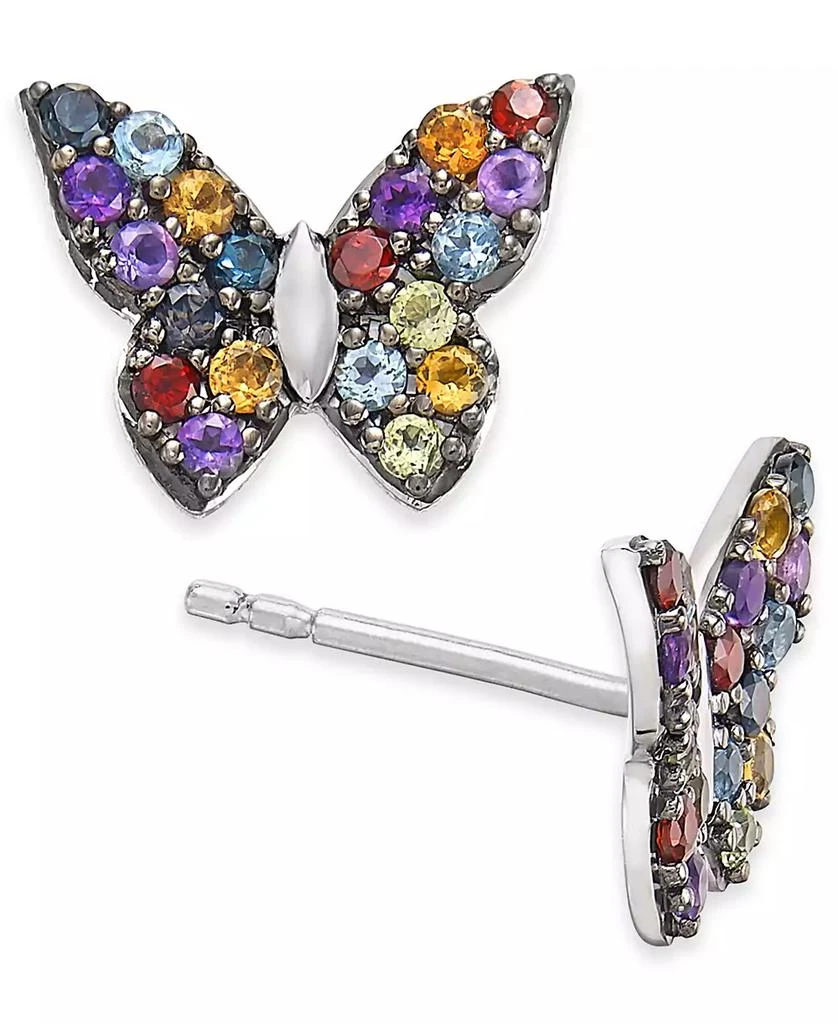 商品Macy's|Multi-Gemstone Butterfly Stud Earrings (7/8 ct. t.w.) in Sterling Silver,价格¥604,第3张图片详细描述