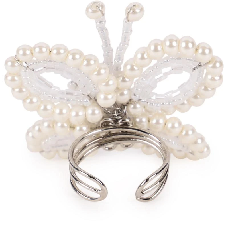 商品Sienna Likes To Party|Pearl butterfly ring in white,价格¥304,第2张图片详细描述