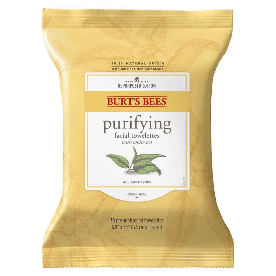 商品Burt's Bees|Purifying Facial Cleanser Towelettes White Tea Extract,价格¥58,第1张图片