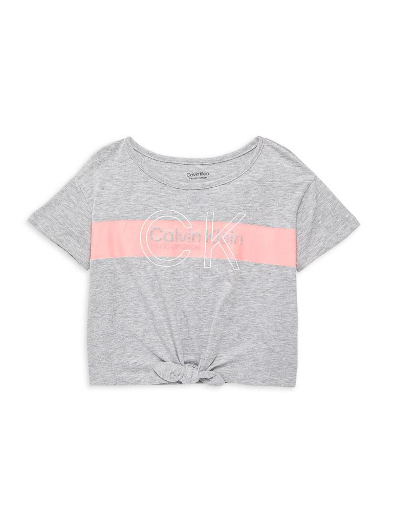 商品Calvin Klein|Girl’s Heathered Logo Tie Tee,价格¥112,第1张图片
