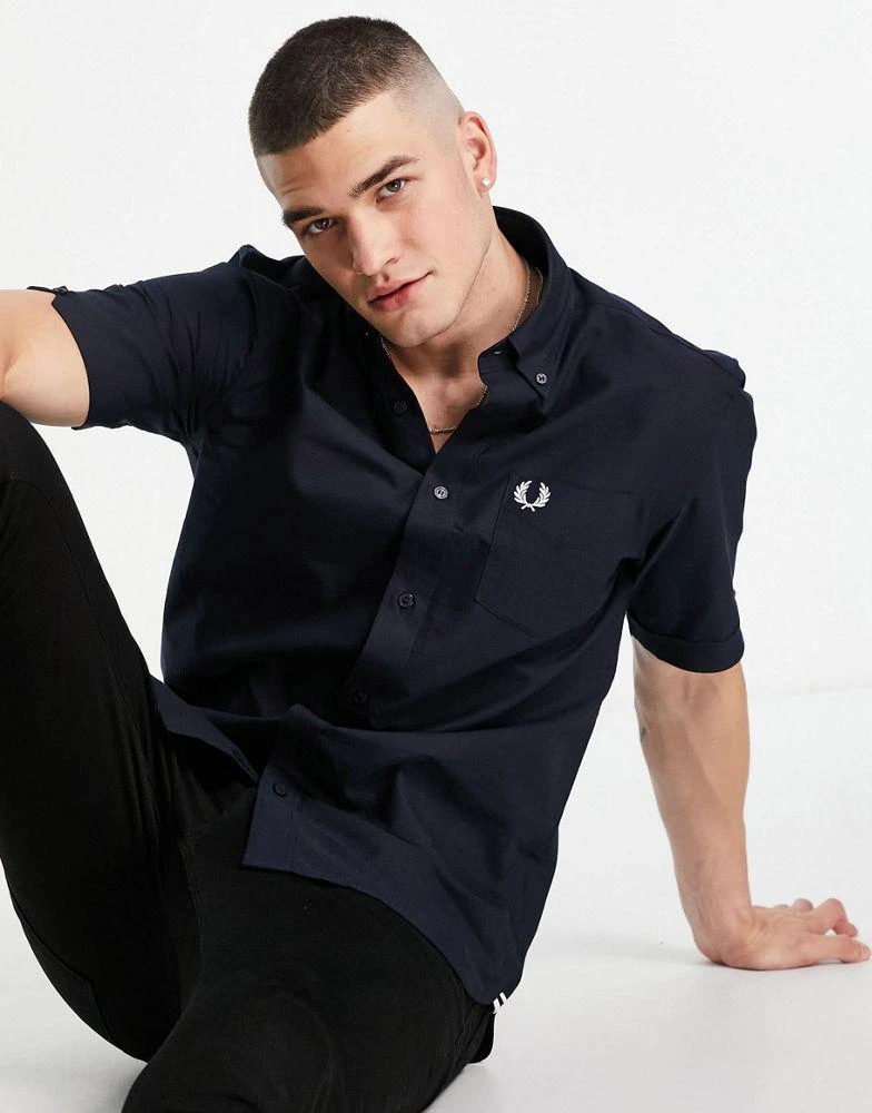 商品Fred Perry|Fred Perry short sleeve oxford shirt in navy,价格¥905,第1张图片