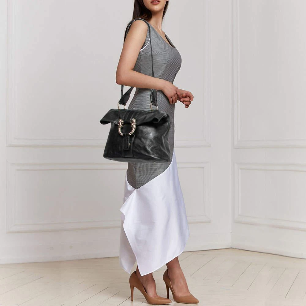 商品[二手商品] BVLGARI|Bvlgari Black Textured Leather Leoni Shoulder Bag,价格¥6767,第2张图片详细描述