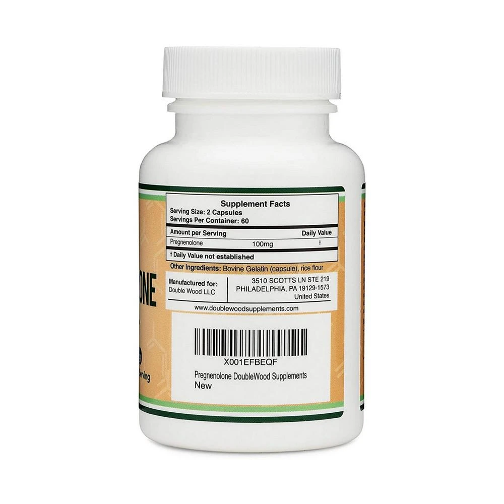 商品Double Wood Supplements|Pregnenolone - 120 capsules, 100 mg servings,价格¥149,第3张图片详细描述