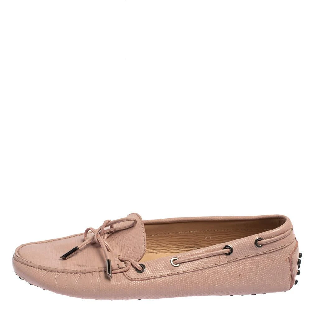 商品[二手商品] Tod's|Tod's Pink Lizard Embossed Leather Slip On  Loafers Size 41,价格¥1588,第2张图片详细描述