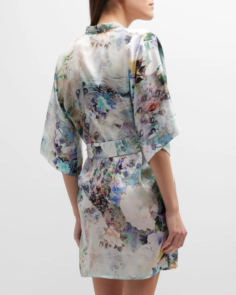 Enchanted Short Floral-Print Silk Robe 商品