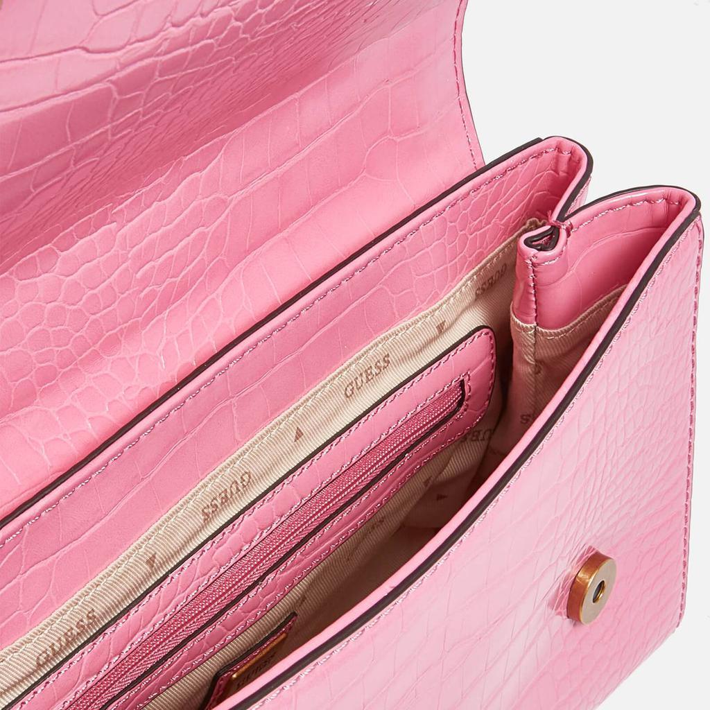 商品GUESS|Guess Women's Katey Croc Flap Shoulder Bag - Bright Pink,价格¥1091,第7张图片详细描述