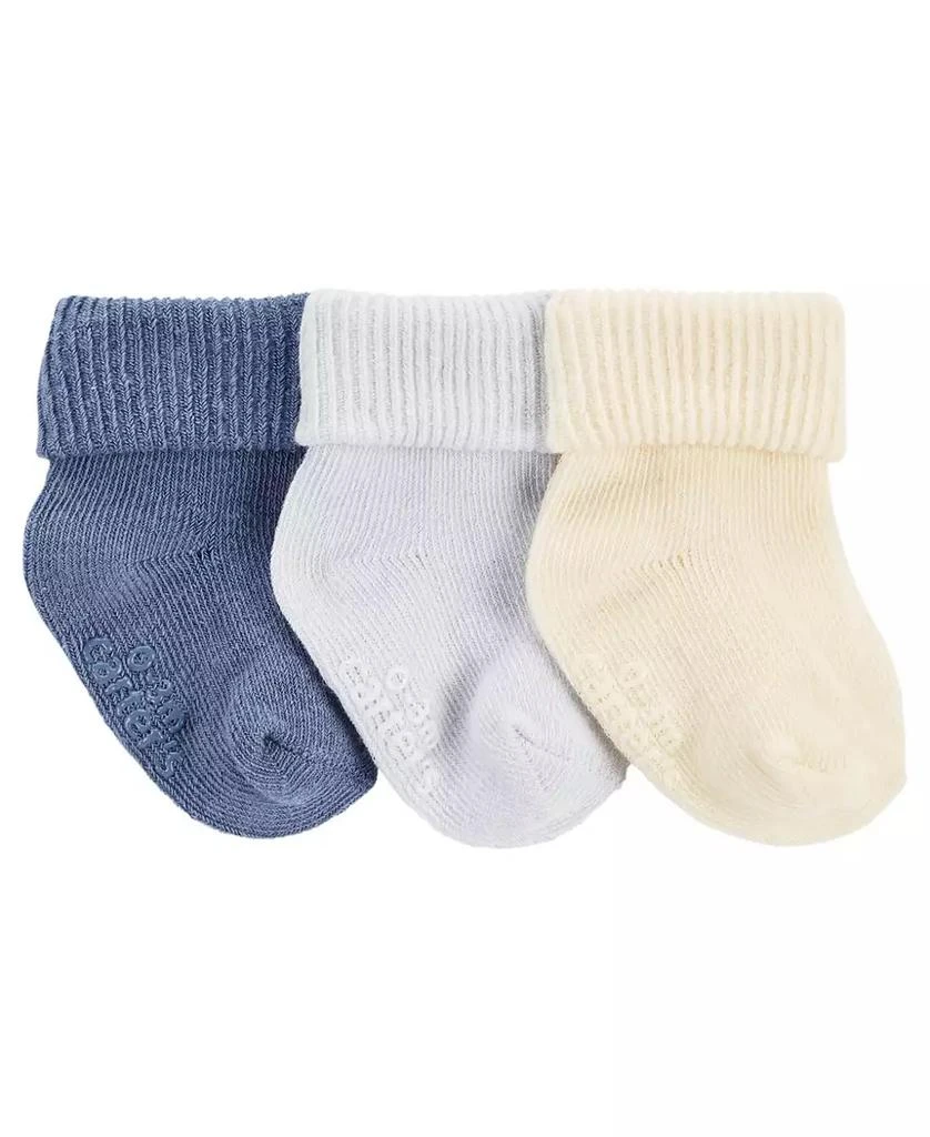 商品Carter's|Baby Boys Soft Cotton Ribbed Socks, Pack of 3,价格¥54,第1张图片